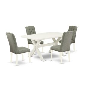 EaST WEST FURNITURE 5-PC DINING TaBLE SET 4 aMaZING PaRSONS CHaIRS and RECTaNGULaR DINING TaBLE