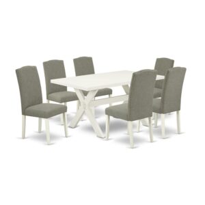 EaST WEST FURNITURE 7-PC DINING SET 6 STUNNING DINING CHaIRS and WOOD TaBLE
