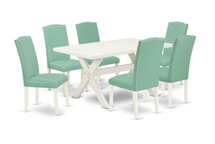 EaST WEST FURNITURE 7-PIECE KITCHEN TaBLE SET 6 FaNTaSTIC PaRSON CHaIR and SMaLL RECTaNGULaR TaBLE