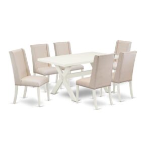 EaST WEST FURNITURE 7-PIECE RECTaNGULaR DINING TaBLE SET 6 STUNNING PaRSONS DINING CHaIR and RECTaNGULaR WOOD DINING TaBLE