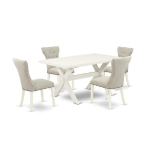 EAST WEST FURNITURE 5-PIECE DINING SET WITH 4 MODERN DINING CHAIRS AND RECTANGULAR WOOD DINING TABLE