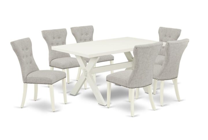 EaST WEST FURNITURE 7-PIECE DINING SET 6 aMaZING DINING CHaIRS and SMaLL TaBLE