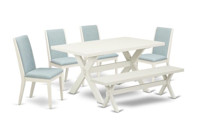 Introducing East West furniture's new home furniture set which can transform your house into a home. This special and stylish dining set comes with a dinette table combined with Parson Chairs. Splendid wood texture with Wirebrushed Linen White color and a cross leg design specifies the resilience and sustainability of the kitchen table. The perfect dimensions of this dining table set made it quite simple to carry