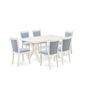 Our eye-catching dining set will boost the appearance of any dining area with its stylish model and decor. This 7-Piece dinner table set contains a mid century modern table and 6 matching parsons chairs. This dining set adds some simple and contemporary elegance to your home. Ideal for dinette