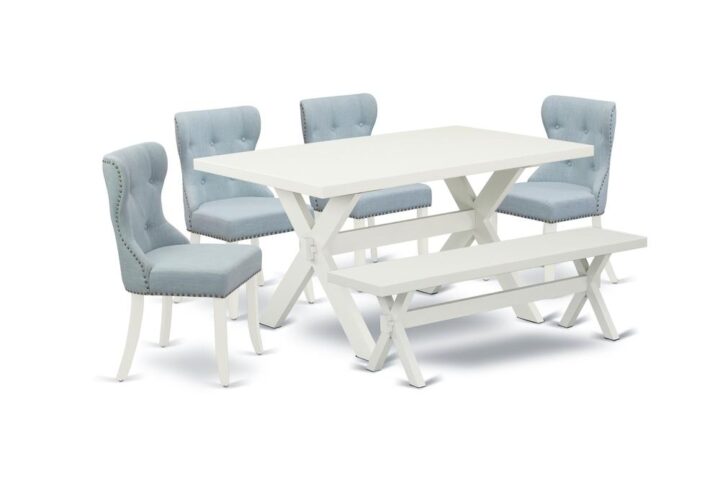 EAST WEST FURNITURE 6-PC DINETTE SET- 4 FABULOUS DINING PADDED CHAIRS