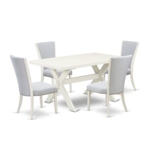EAST WEST FURNITURE 5 - PIECE MODERN DINING TABLE SET INCLUDES 4 MID CENTURY MODERN CHAIRS AND DINING TABLE