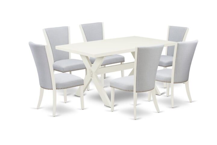 EAST WEST FURNITURE 7 - PIECE DINING TABLE SET INCLUDES 6 DINING ROOM CHAIRS AND DINING ROOM TABLE