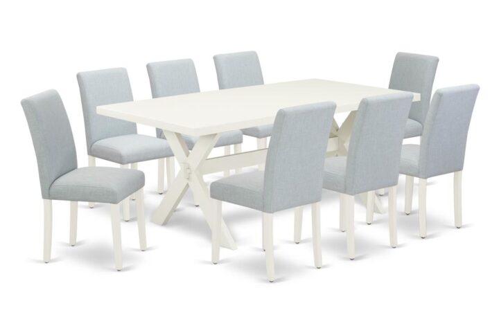 EAST WEST FURNITURE 9 - PIECE DINING ROOM SET INCLUDES 8 MODERN DINING CHAIRS AND MODERN DINING TABLE
