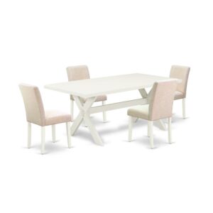 EAST WEST FURNITURE 5-PC DINING ROOM TABLE SET WITH 4 KITCHEN CHAIRS AND RECTANGULAR DINING ROOM TABLE