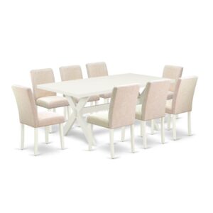 EaST WEST FURNITURE 9-PC KITCHEN TaBLE SET 8 aMaZING PaDDED PaRSON CHaIR and DINING TaBLE