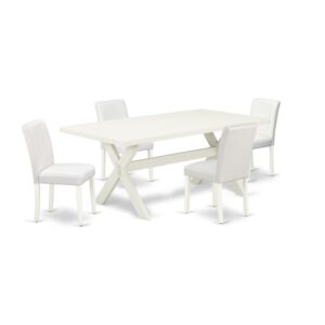 EAST WEST FURNITURE 5-PC DINING ROOM SET WITH 4 KITCHEN CHAIRS AND WOOD DINING TABLE
