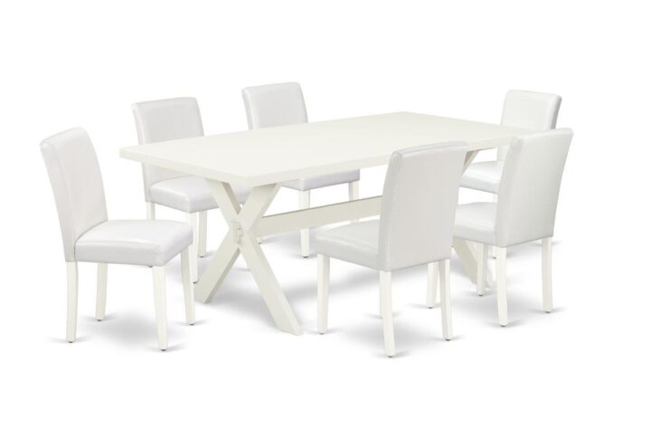 EAST WEST FURNITURE 7-PC KITCHEN TABLE SET WITH 6 KITCHEN CHAIRS AND RECTANGULAR TABLE