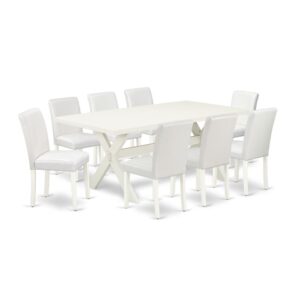 EAST WEST FURNITURE 9-PC DINING TABLE SET WITH 8 PARSON CHAIRS AND KITCHEN TABLE