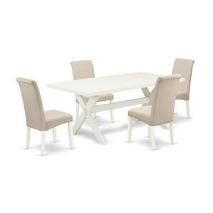 EAST WEST FURNITURE 5-PC DINETTE SET WITH 4 KITCHEN PARSON CHAIRS AND RECTANGULAR WOOD TABLE