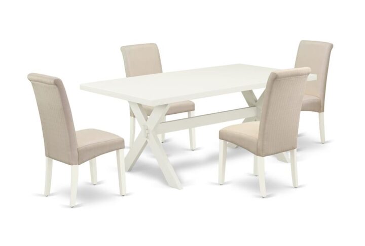 EAST WEST FURNITURE 5-PC DINETTE SET WITH 4 KITCHEN PARSON CHAIRS AND RECTANGULAR WOOD TABLE