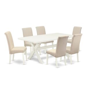 EaST WEST FURNITURE 7-PIECE KITCHEN TaBLE SET 6 BEaUTIFUL PaRSON DINING CHaIRS and RECTaNGULaR DINING TaBLE