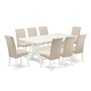 EaST WEST FURNITURE 5-PIECE KITCHEN TaBLE SET 8 GORGEOUS PaRSON DINING CHaIRS and RECTaNGULaR DINING TaBLE