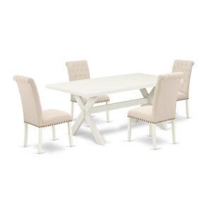 EAST WEST FURNITURE 5-PIECE RECTANGULAR DINING ROOM TABLE SET WITH 4 KITCHEN CHAIRS AND KITCHEN RECTANGULAR TABLE