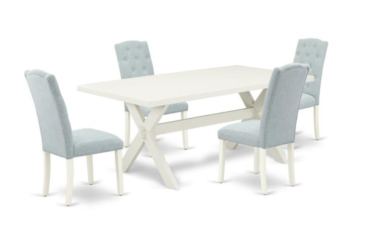 EaST WEST FURNITURE 5-PIECE KITCHEN TaBLE SET 4 aTTRaCTIVE PaRSONS DINING ROOM CHaIRS and RECTaNGULaR DINING TaBLE