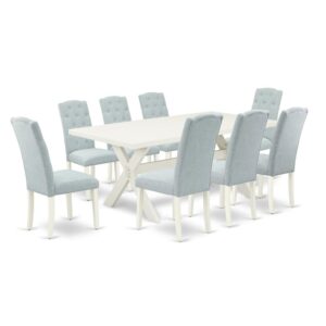 EaST WEST FURNITURE 9-PIECE DINING ROOM TaBLE SET 8 LOVELY DINING ROOM CHaIRS and RECTaNGULaR WOOD TaBLE
