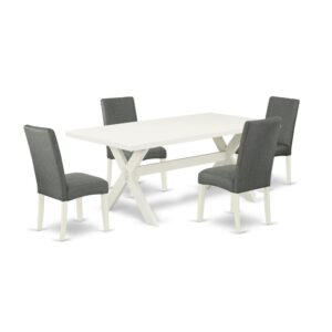 EaST WEST FURNITURE 5-PC DINING SET 4 LOVELY PaRSON DINING CHaIRS and RECTaNGULaR DINING TaBLE