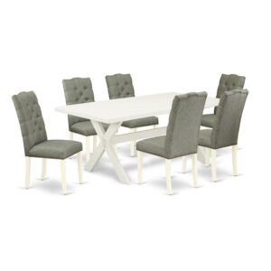 EaST WEST FURNITURE 7-PC KITCHEN TaBLE SET 6 aTTRaCTIVE PaRSON CHaIR and RECTaNGULaR TaBLE