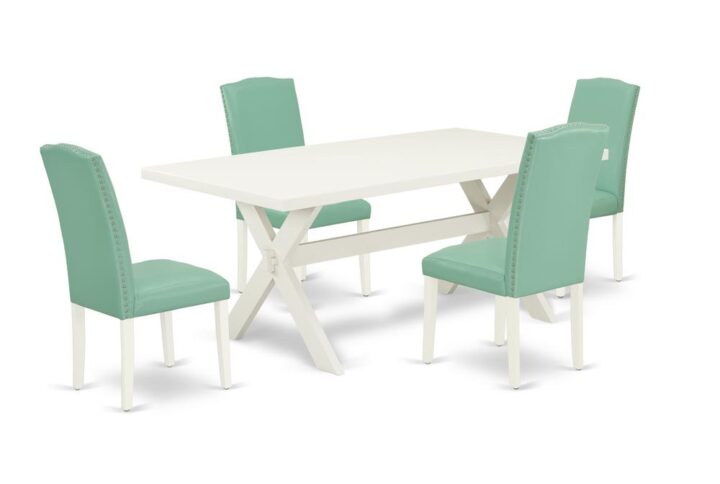 EAST WEST FURNITURE 5-PC RECTANGULAR DINING ROOM TABLE SET WITH 4 PADDED PARSON CHAIRS AND rectangular TABLE