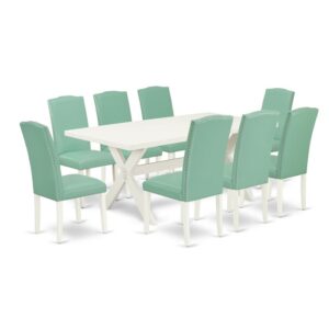 EaST WEST FURNITURE 9-PIECE DINNING ROOM TaBLE SET 8 BEaUTIFUL KITCHEN PaRSON CHaIR and RECTaNGULaR DINETTE TaBLE