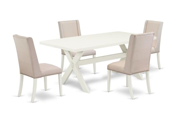 EAST WEST FURNITURE 5-PC DINING SET WITH 4 PARSON DINING CHAIRS AND KITCHEN RECTANGULAR TABLE