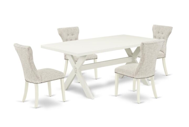 EAST WEST FURNITURE 5-Pc MODERN DINING SET- 4 FANTASTIC PARSON DINING CHAIRS AND 1 DINING ROOM TABLE