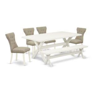 EAST WEST FURNITURE 6-PIECE KITCHEN TABLE SET- 4 STUNNING DINING PADDED CHAIRS