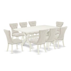 EAST WEST FURNITURE 9-PC DINING ROOM SET- 8 EXCELLENT PARSON CHAIRS AND 1 dining table