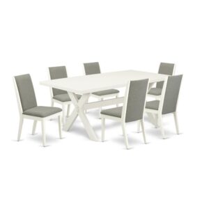 EAST WEST FURNITURE 7-PIECE DINING ROOM SET WITH 6 MODERN DINING CHAIRS AND DINING TABLE