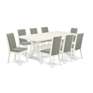 EAST WEST FURNITURE 9-PC DINING SET WITH 8 PARSON DINING CHAIRS AND DINING ROOM TABLE