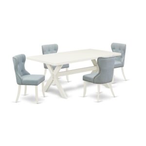 EAST WEST FURNITURE 5-PIECE MODERN DINING SET- 4 WONDERFUL PARSON CHAIRS AND 1 DINING TABLE