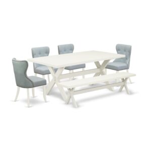 EAST WEST FURNITURE 6-PIECE DINING ROOM TABLE SET- 4 FABULOUS PADDED PARSON CHAIR
