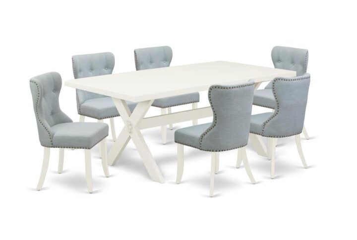 EAST WEST FURNITURE 7-PC DINING TABLE SET- 6 FABULOUS DINING ROOM CHAIRS AND 1 DINING TABLE
