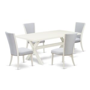 EAST WEST FURNITURE 5 - PC DINING TABLE SET INCLUDES 4 MID CENTURY DINING CHAIRS AND RECTANGULAR TABLE