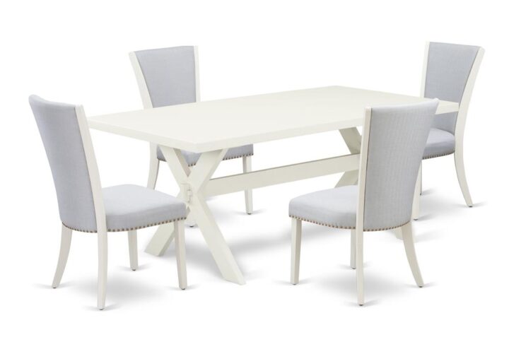 EAST WEST FURNITURE 5 - PC DINING TABLE SET INCLUDES 4 MID CENTURY DINING CHAIRS AND RECTANGULAR TABLE