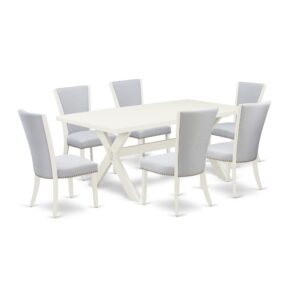 EAST WEST FURNITURE 7 - PIECE KITCHEN TABLE SET INCLUDES 6 DINING CHAIRS AND DINING TABLE