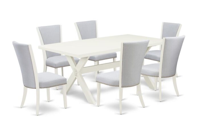 EAST WEST FURNITURE 7 - PIECE KITCHEN TABLE SET INCLUDES 6 DINING CHAIRS AND DINING TABLE