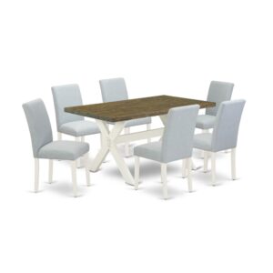 EAST WEST FURNITURE 7 - PIECE KITCHEN TABLE SET INCLUDES 6 MID CENTURY DINING CHAIRS AND RECTANGULAR WOODEN DINING TABLE