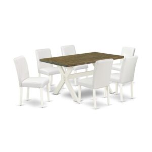 EAST WEST FURNITURE 7-PC DINING ROOM TABLE SET WITH 6 UPHOLSTERED DINING CHAIRS AND KITCHEN TABLE