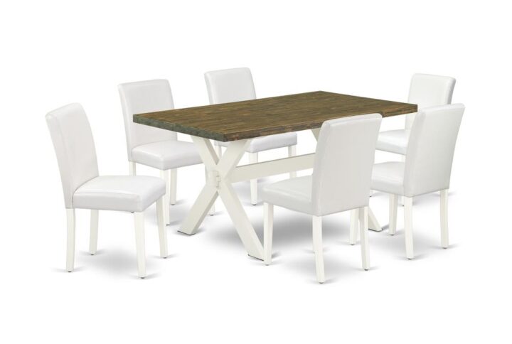 EAST WEST FURNITURE 7-PC DINING ROOM TABLE SET WITH 6 UPHOLSTERED DINING CHAIRS AND KITCHEN TABLE