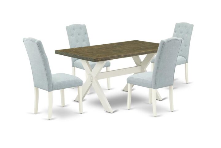 EAST WEST FURNITURE 5-Pc DINETTE SET- 4 EXCELLENT PARSON CHAIRS AND 1 BREAKFAST TABLE