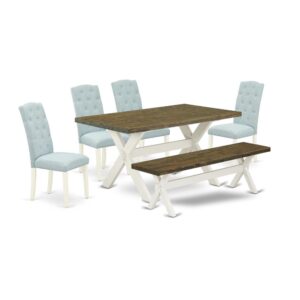 EAST WEST FURNITURE 6-PC DINING ROOM TABLE SET- 4 FANTASTIC UPHOLSTERED DINING CHAIRS