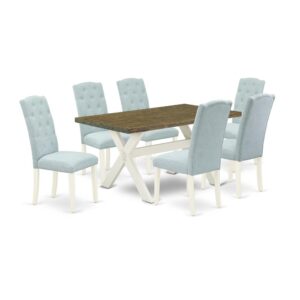 EAST WEST FURNITURE 7-PC KITCHEN ROOM TABLE SET- 6 FANTASTIC KITCHEN PARSON CHAIRS AND 1 MODERN DINING ROOM TABLE
