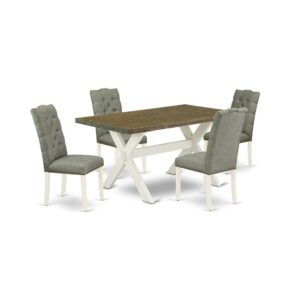 EAST WEST FURNITURE 5-PIECE MODERN DINING SET- 4 FANTASTIC DINING CHAIRS AND 1 DINING TABLE