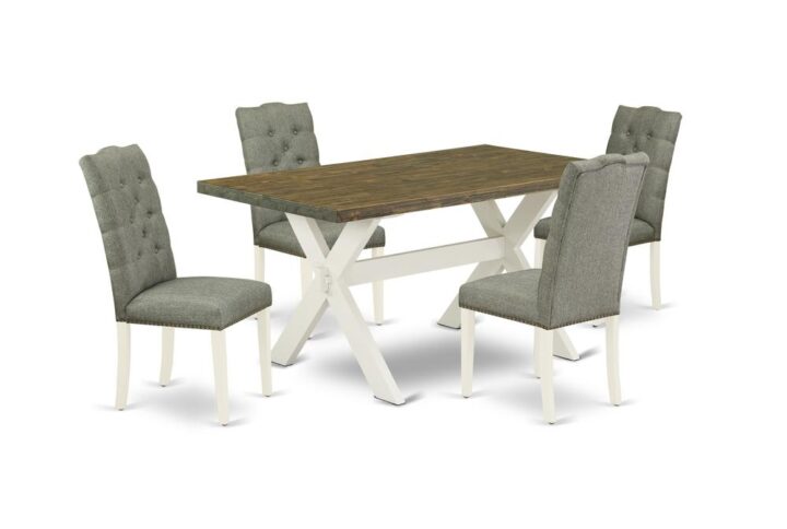 EAST WEST FURNITURE 5-PIECE MODERN DINING SET- 4 FANTASTIC DINING CHAIRS AND 1 DINING TABLE