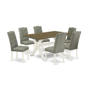 EAST WEST FURNITURE 7-PIECE DINING TABLE SET- 6 WONDERFUL DINING ROOM CHAIRS AND 1 DINING TABLE